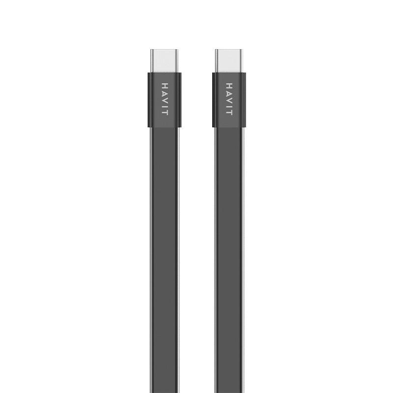 HAVIT 4.99mm ultra-thin USB-C to USB-C and USB-C to Lightning cables black slim design