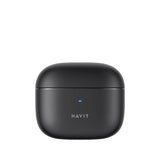 HAVIT TW958 TWS wireless earbuds charging case in black with LED indicator