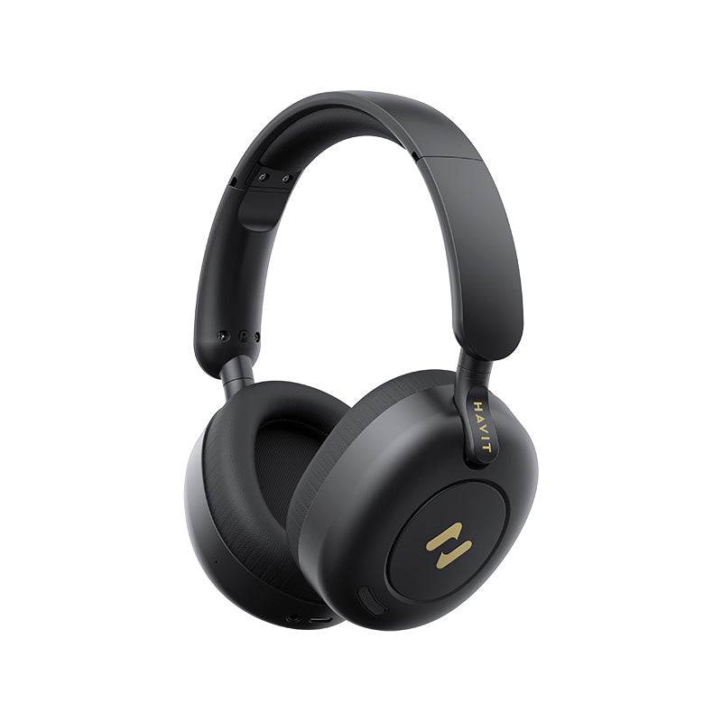 HAVIT H655BT low latency wireless black over-ear headphones with cushioned ear cups and adjustable headband