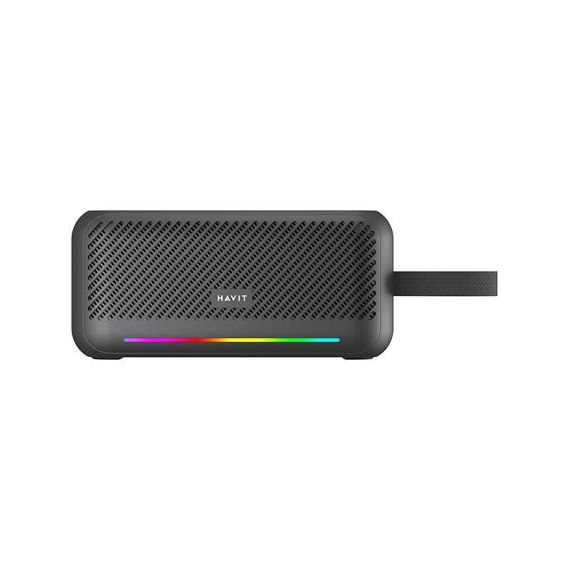 HAVIT SK877BT Portable wireless speaker with black design and colorful LED light strip