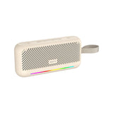 HAVIT SK877BT Portable wireless speaker in beige with RGB light strip and carrying strap